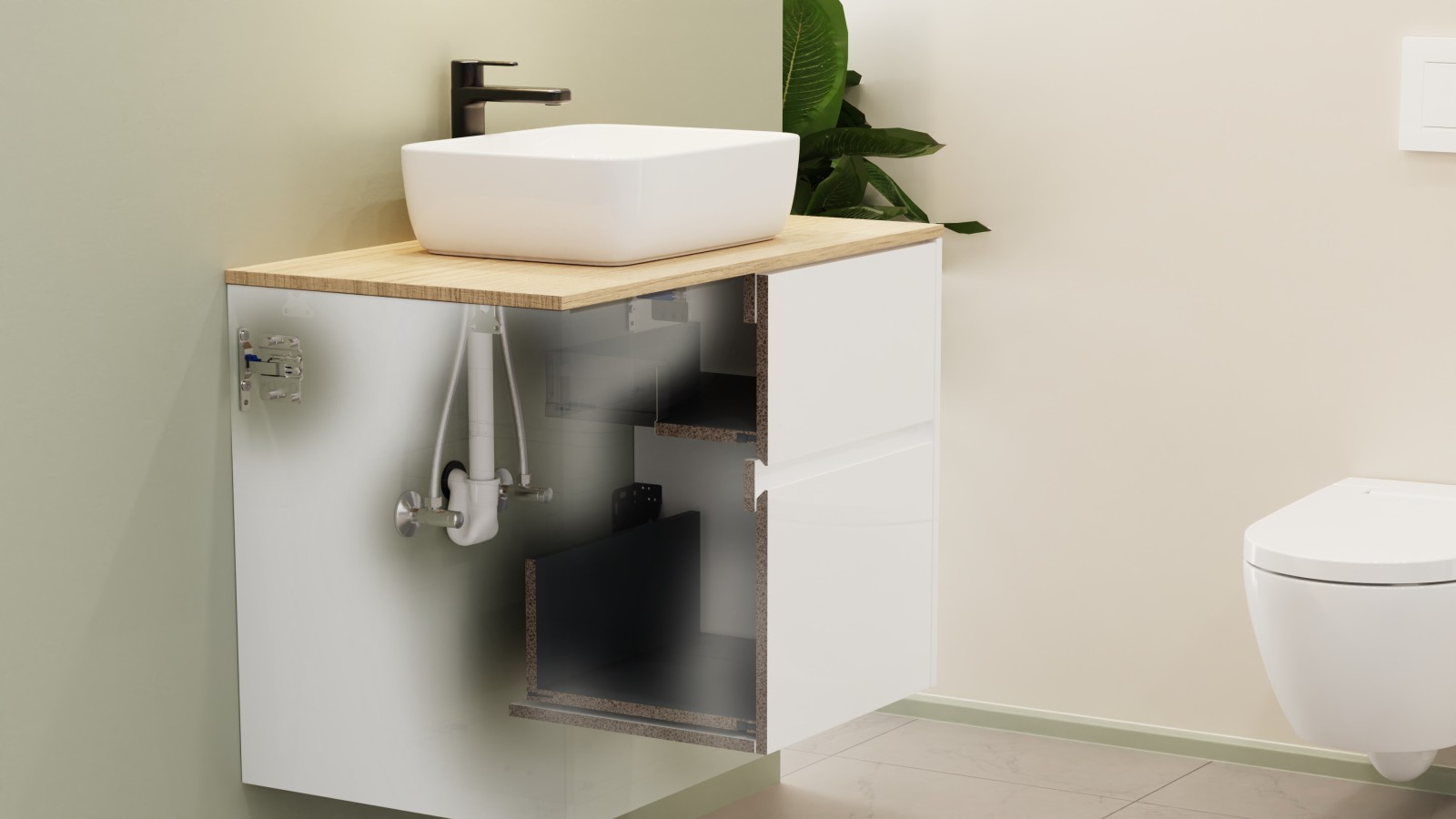 Neuer Raumsparender Waschtischsiphon d40 mm Neuer Raumsparender Waschtischsiphon d40 mm