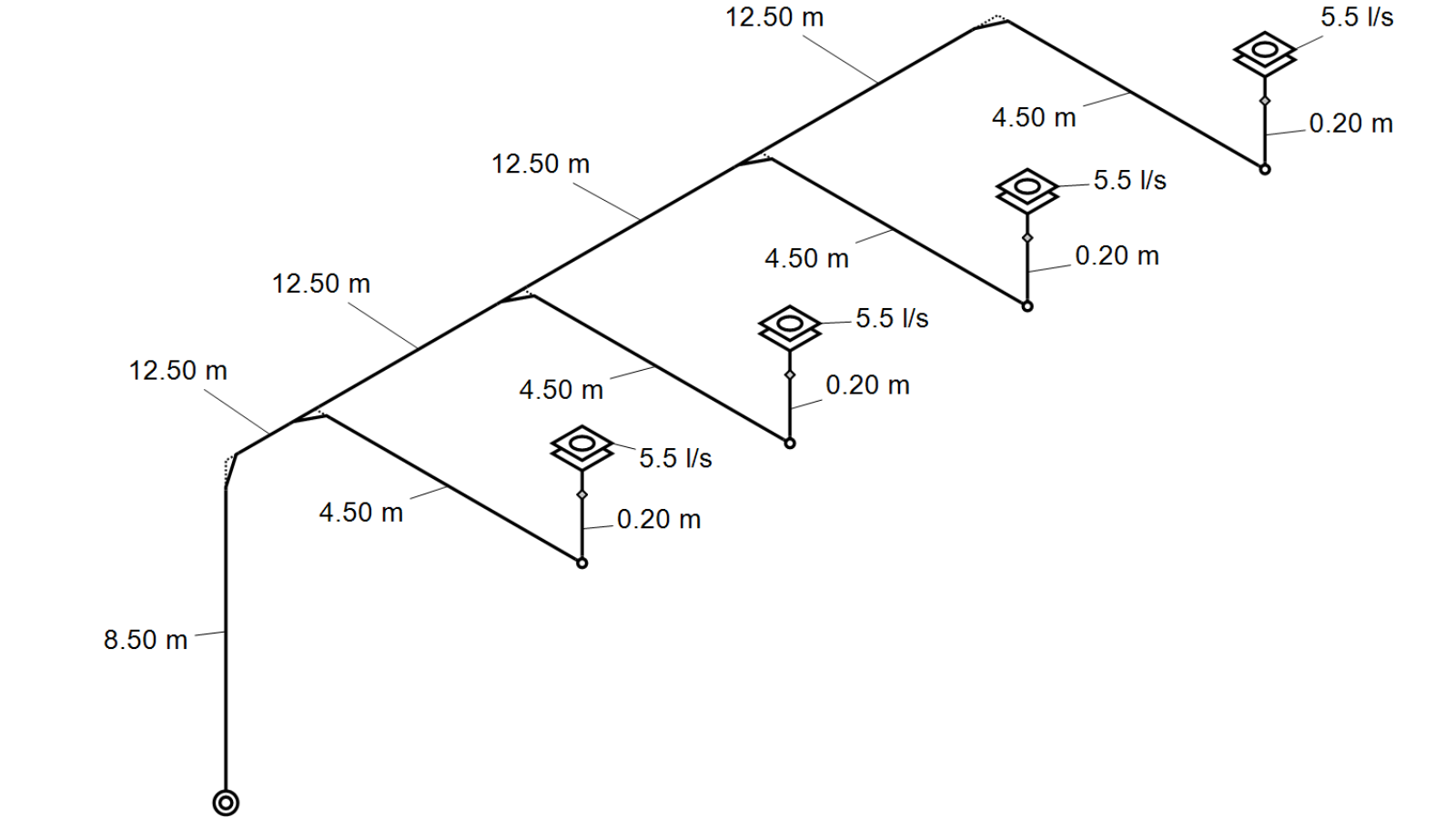 Dessin isométrique Geberit Pluvia Dessin isométrique Geberit Pluvia