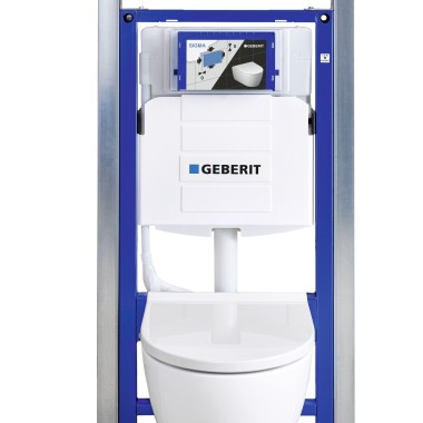 Gli elementi d'installazione Geberit Duofix con gomito e montante ad altezza totale