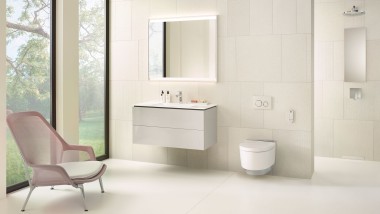 Geberit ONE Badezimmer mit AquaClean Mera in weiss Geberit ONE Badezimmer mit AquaClean Mera in weiss