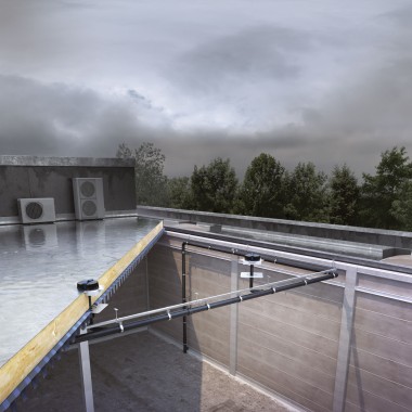 Das Dachentwässerungssystem Pluvia kann mit verhältnismässig wenigen Einlaufelementen sämtliche drei Türme entwässern.