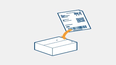 Rücksendeetikette aufkleben