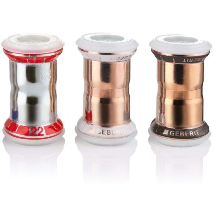 Raccordi Geberit Mapress in vari materiali con coperchi di protezione Raccordi Geberit Mapress in vari materiali con coperchi di protezione