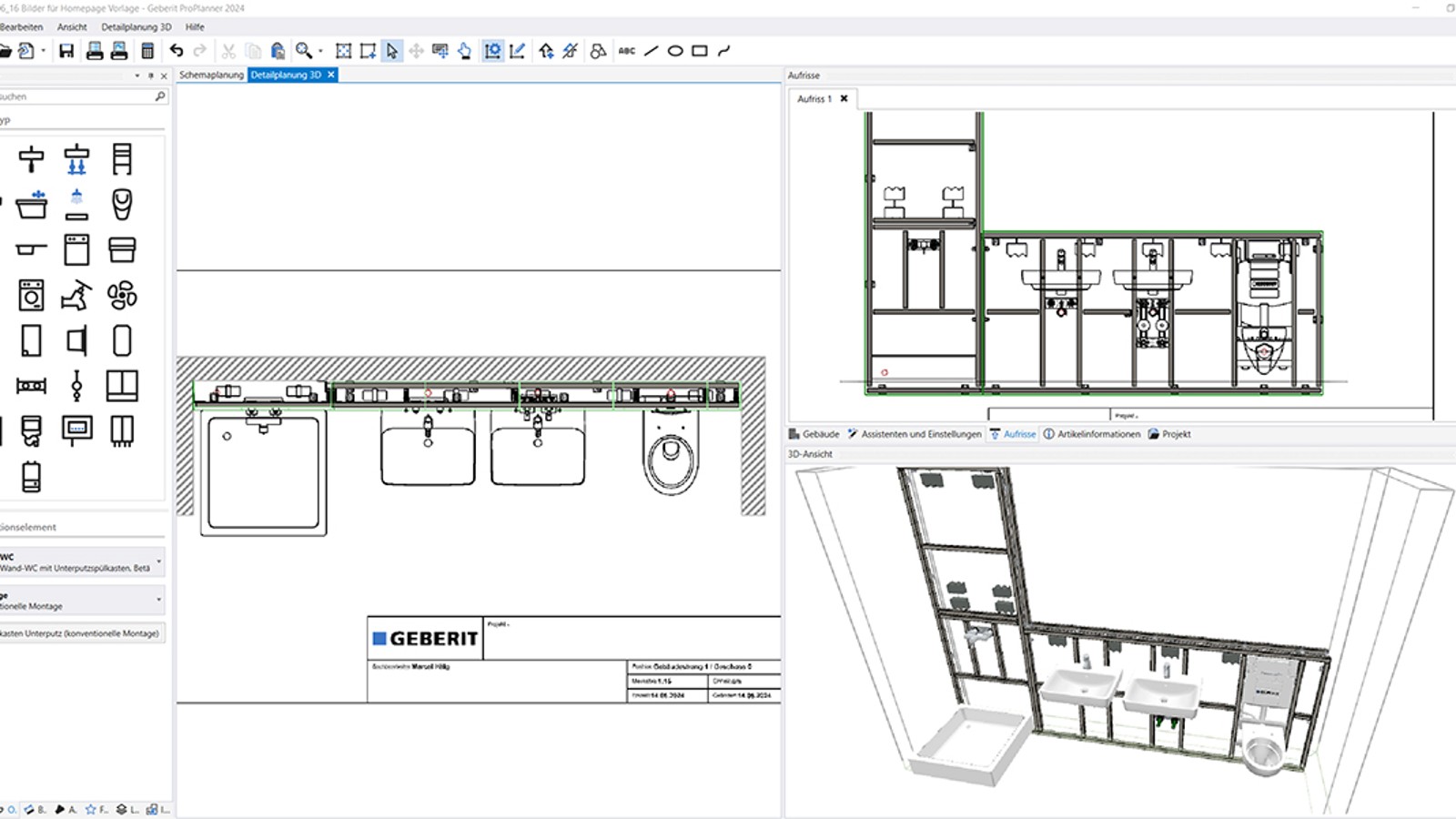 Planification 3D détaillée dans Geberit ProPlanner
