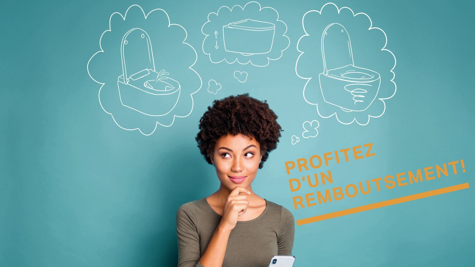 Femme pensant au WC de ses rêves