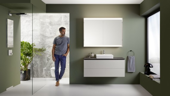 Mobili da bagno Geberit ONE grigio sabbia (© Geberit)