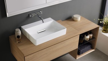 Meuble sous lavabo Geberit ONE chêne et Geberit iCon chêne