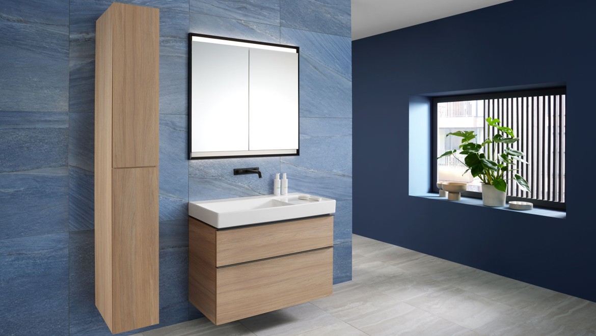 Lavabo Mix & Match Geberit ONE con mobile sottolavabo Geberit iCon e armadio a colonna