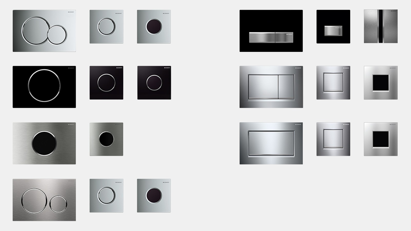 Différentes lignes design des plaques de déclenchement
