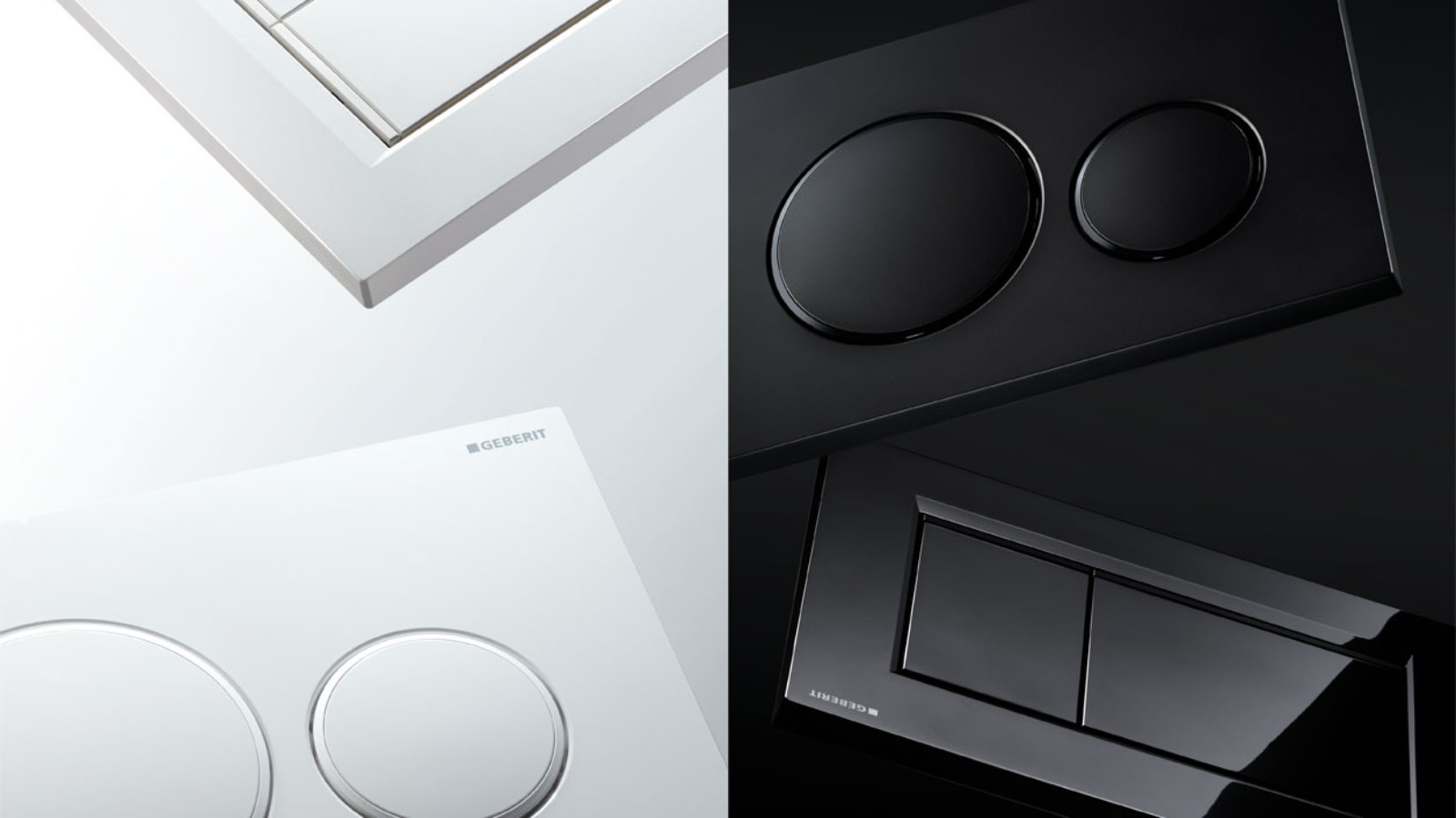 Betätigungsplatten Geberit Sigma20 und Sigma30 in Weiss und Schwarz Betätigungsplatten Geberit Sigma20 und Sigma30 in Weiss und Schwarz