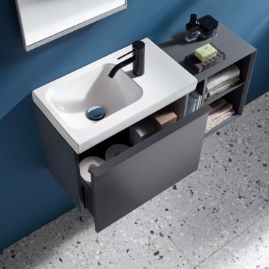 Lavabo Geberit iCon et étagère ouverte Lavabo Geberit iCon et étagère ouverte