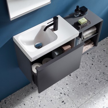 Lavabo Geberit iCon et étagère ouverte