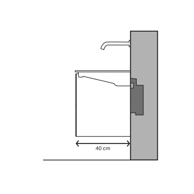 Figura del lavabo con sporgenza ridotta