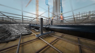 Geberit PE posato saldamente nella copertura in calcestruzzo con braccialetto per incasso nel calcestruzzo Geberit