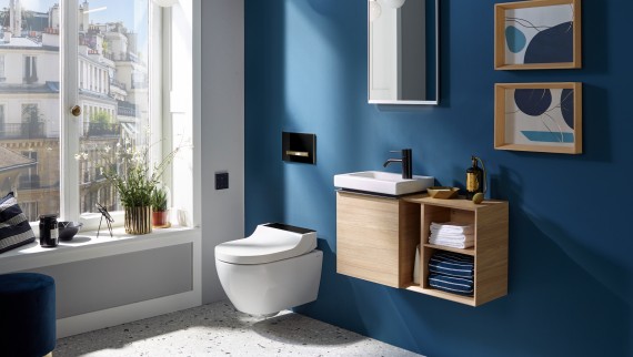 WC degli ospiti Geberit iCon con piccolo lavabo e mobile sottolavabo WC degli ospiti Geberit iCon con piccolo lavabo e mobile sottolavabo