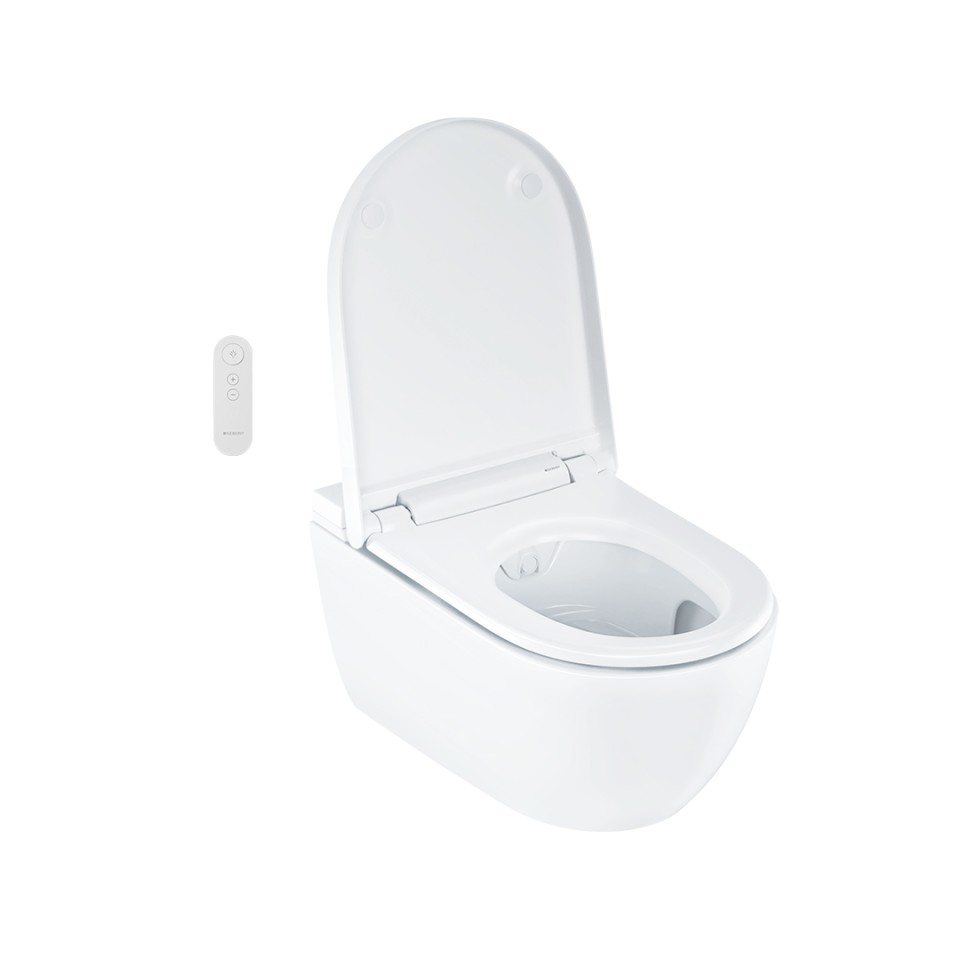 Geberit AquaClean Alba avec couvercle de WC ouvert