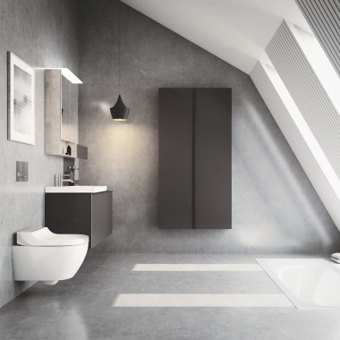 WCdoccetta Geberit AquaClean Tuma con copertura in acciaio inox spazzolato WCdoccetta Geberit AquaClean Tuma con copertura in acciaio inox spazzolato