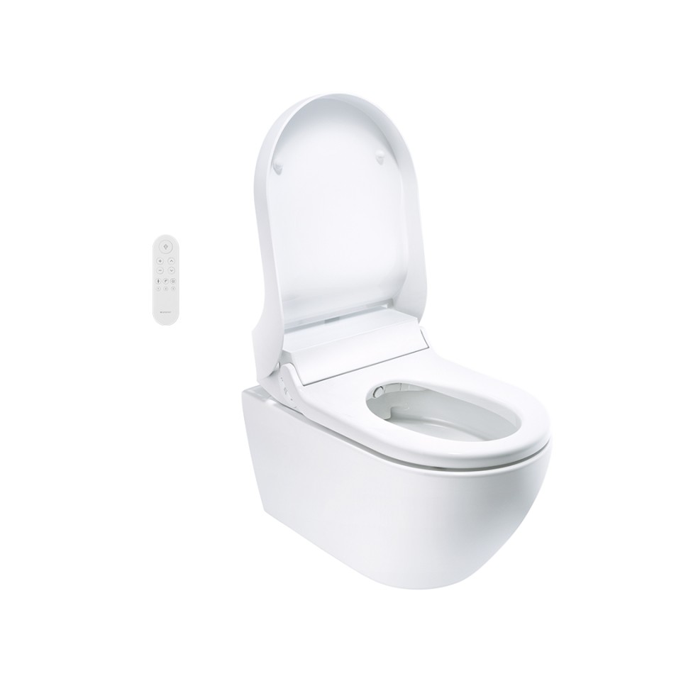 Geberit AquaClean Mera con coperchio aperto Geberit AquaClean Mera con coperchio aperto
