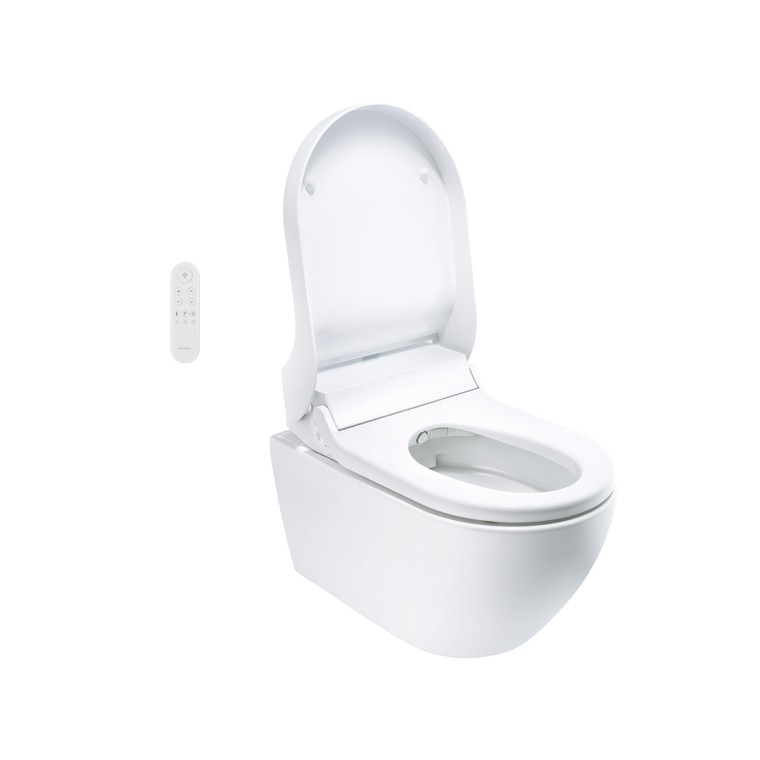 Geberit AquaClean Mera avec couvercle ouvert Geberit AquaClean Mera avec couvercle ouvert