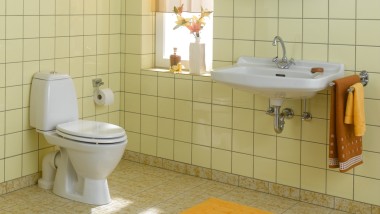 Les carreaux de céramique colorés et les plaques de déclenchement pour chasse d’eau - ainsi que les WC suspendus - étaient la dernière tendance dans les années 70.