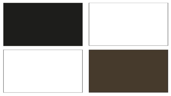 Divisori per orinatoi di Geberit nei colori del vetro bianco, nero, umbra e plastica bianca