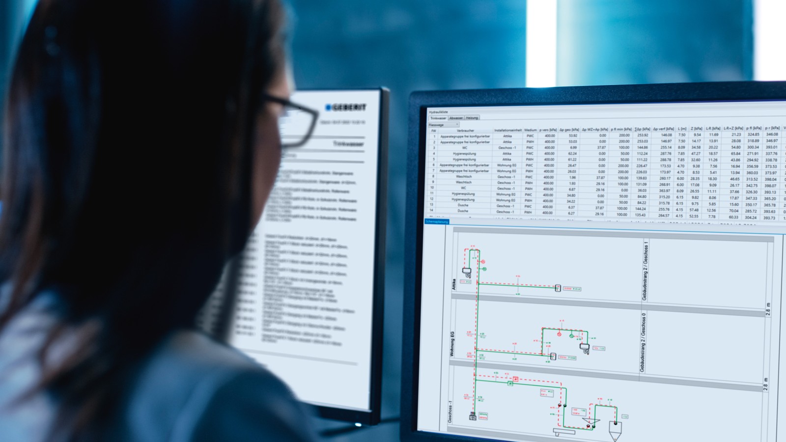 Computer-Bildschirm mit Geberit ProPlanner
