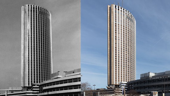 Äusserlich hat sich der Hotelkomplex in Betonoptik bis heute kaum verändert (© Daniel Osso) Äusserlich hat sich der Hotelkomplex in Betonoptik bis heute kaum verändert (© Daniel Osso)