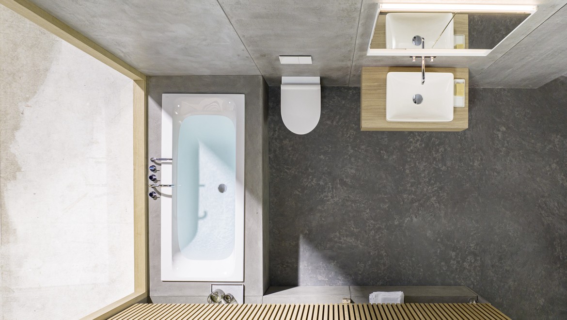 Salle de bains vue en plan