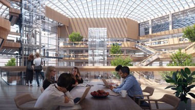 Dank der Glasfassade und dem Glasdach lichtdurchflutet: Im Innern des Gebäudes (©Foster&Partners) Dank der Glasfassade und dem Glasdach lichtdurchflutet: Im Innern des Gebäudes (©Foster&Partners)