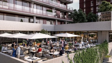 Toits-terrasses en saillie et gastronomie font partie des prestations. (© Soravia)