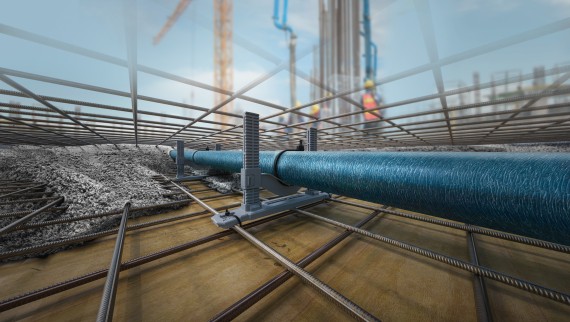 Utilizzo di Geberit Silent-db20 in coperture in calcestruzzo con braccialetto per incasso nel calcestruzzo