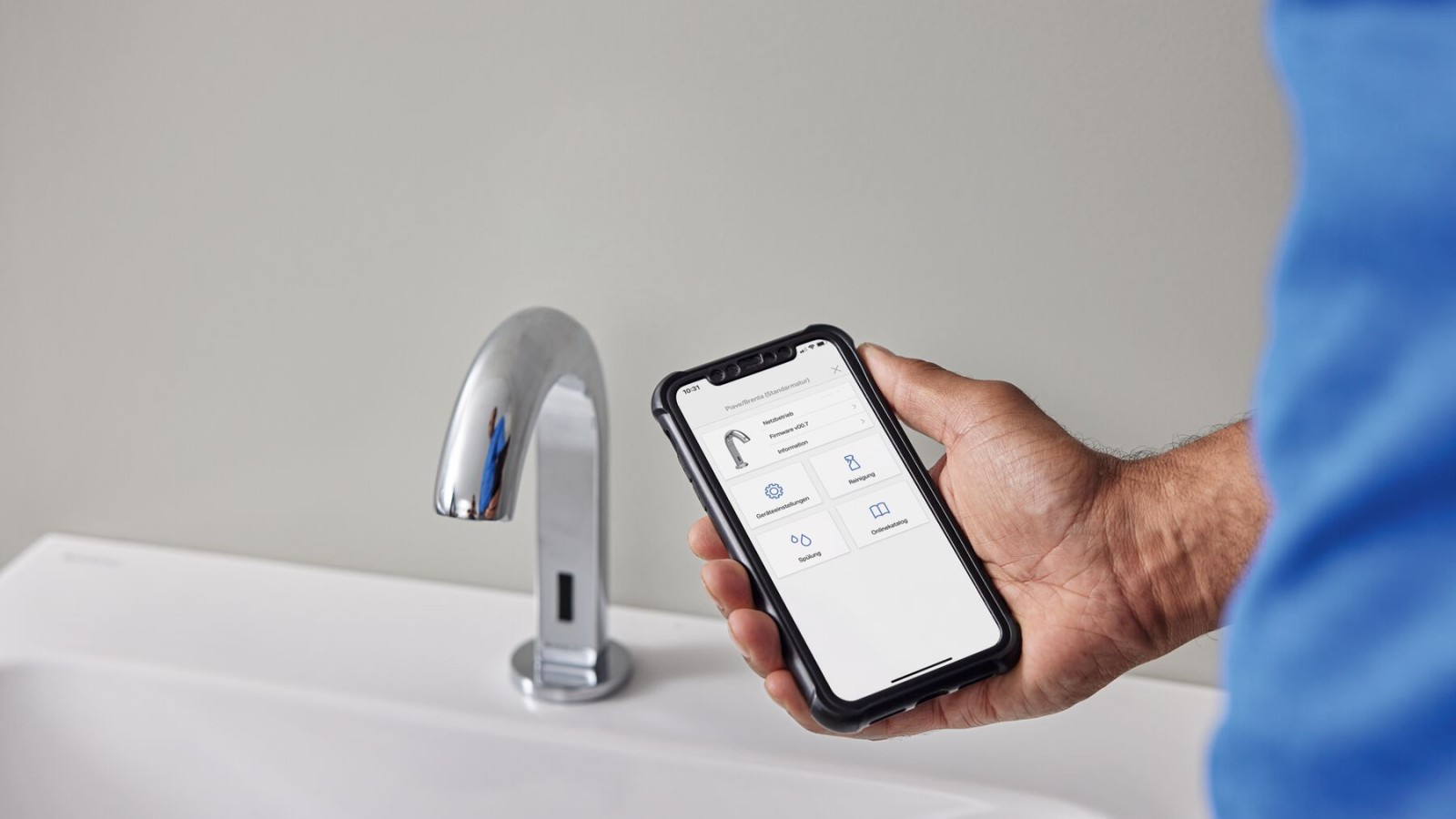 Impostazione del rubinetto per lavabo Geberit tramite la Geberit Control App