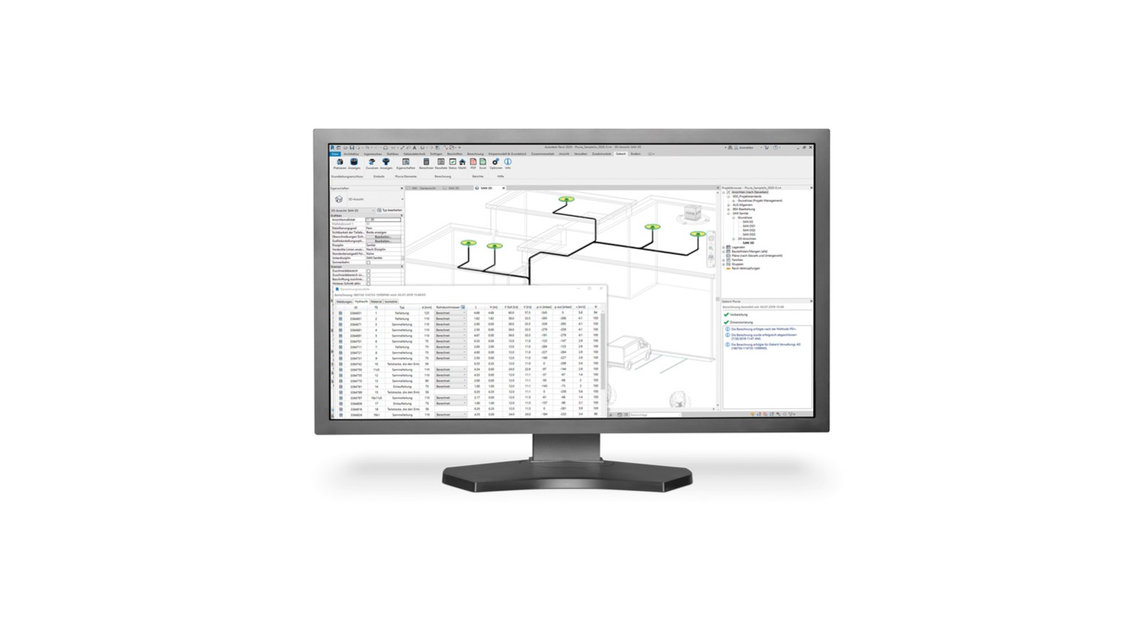 Screenshot der Pluvia Berechnungsanfrage