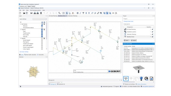 Progettazione isometrica di Geberit Pluvia in Geberit ProPlanner
