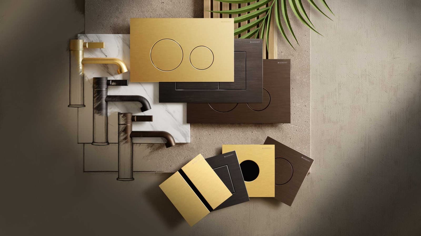 Sono disponibili placche di comando e per orinatoio personalizzabili con 50 finiture di tendenza.