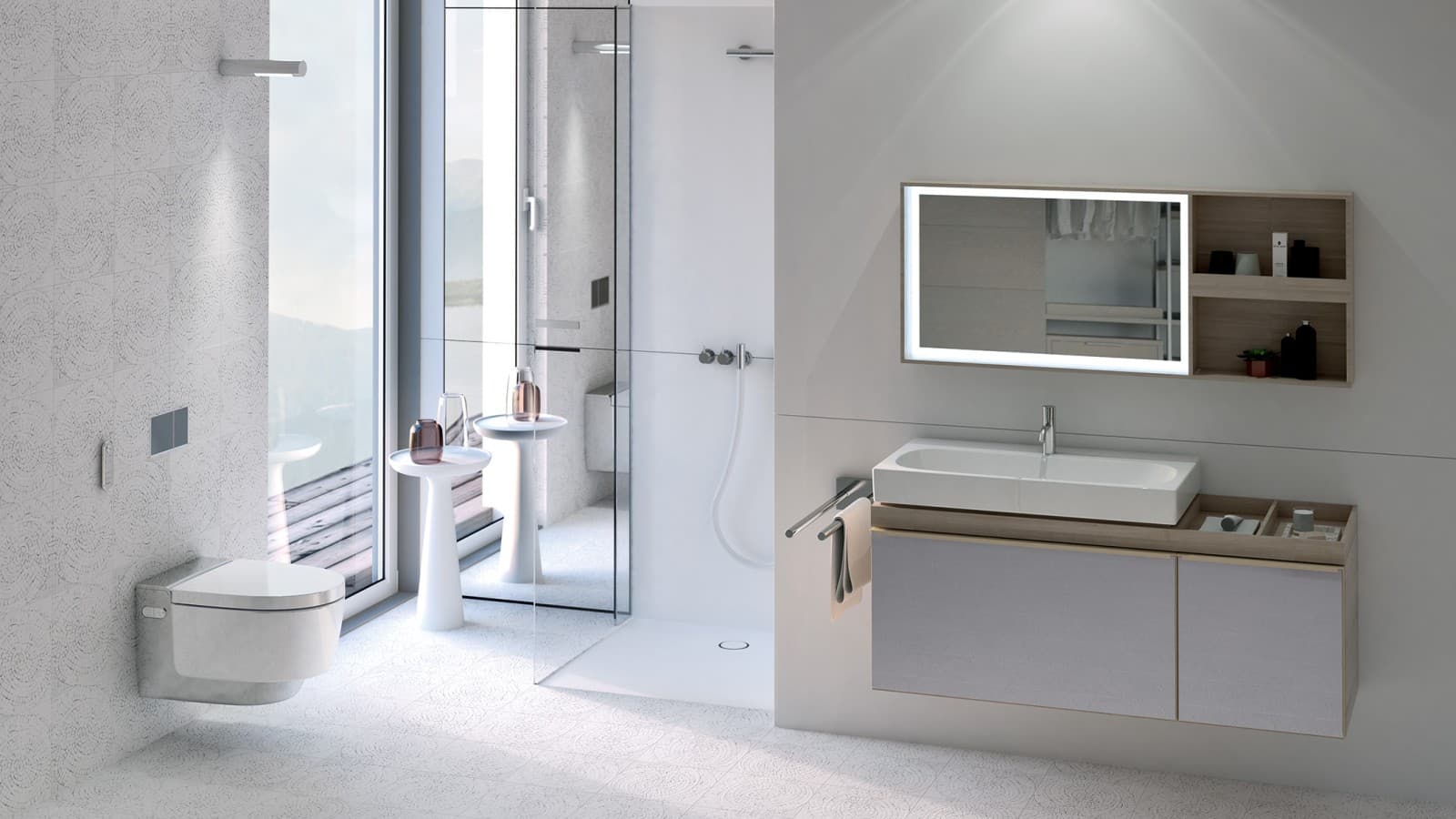 Bagno con WCdoccetta AquaClean Mera in cromo Bagno con WCdoccetta AquaClean Mera in cromo
