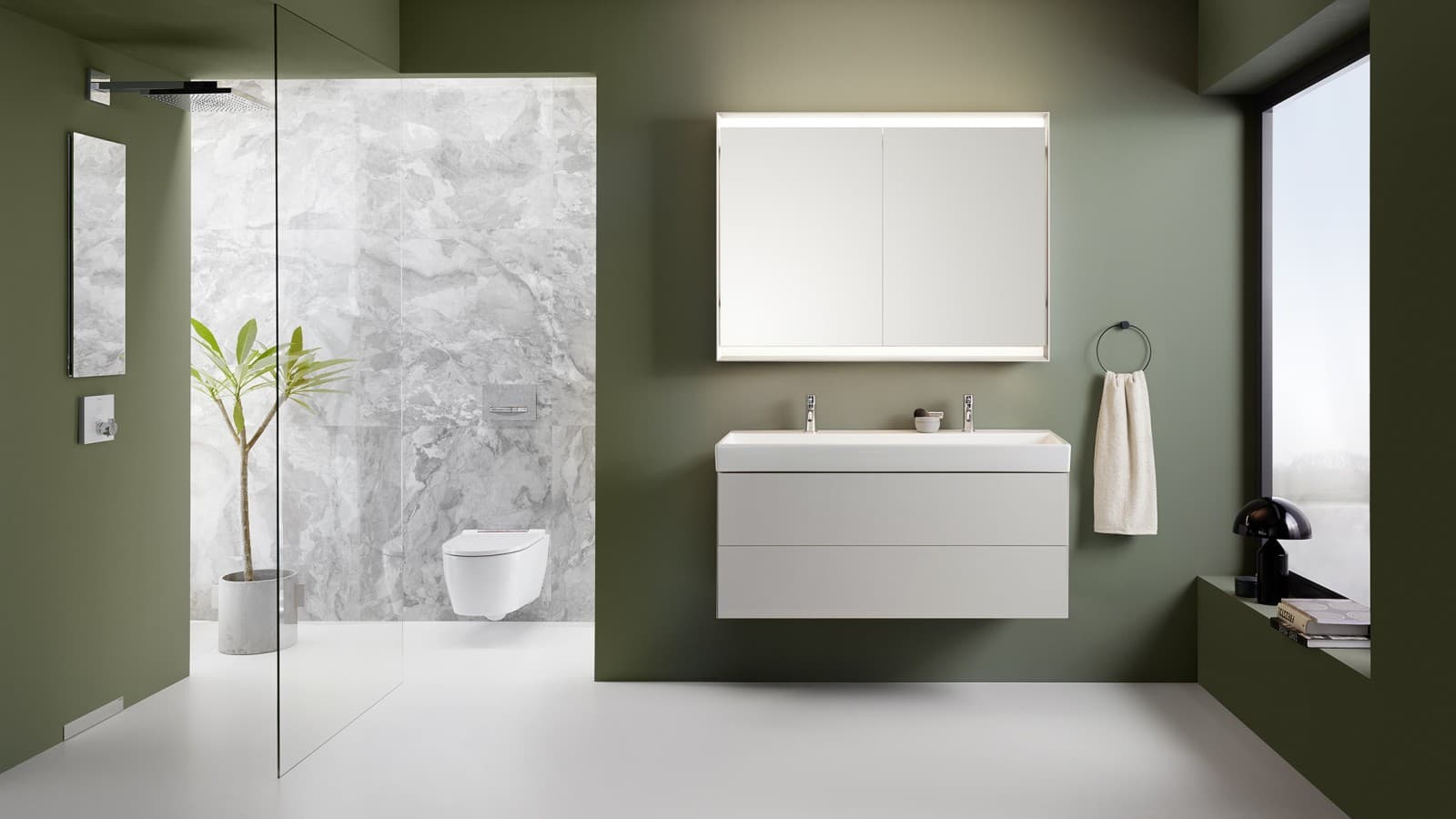 Geberit ONE Badezimmer mit fugenlosem Boden (© Geberit) Geberit ONE Badezimmer mit fugenlosem Boden (© Geberit)