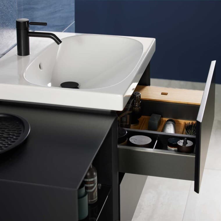 Mix & Match lavabo Geberit Acanto avec meuble Geberit ONE sans découpe de siphon Mix & Match lavabo Geberit Acanto avec meuble Geberit ONE sans découpe de siphon