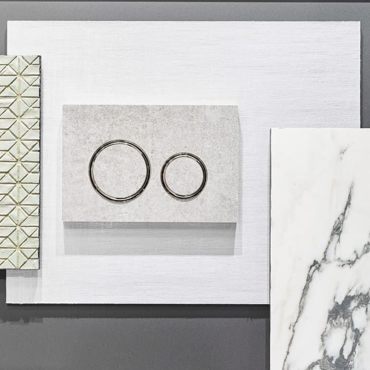 La placca di comando Sigma 21 in aspetto cemento e con anelli design cromati La placca di comando Sigma 21 in aspetto cemento e con anelli design cromati