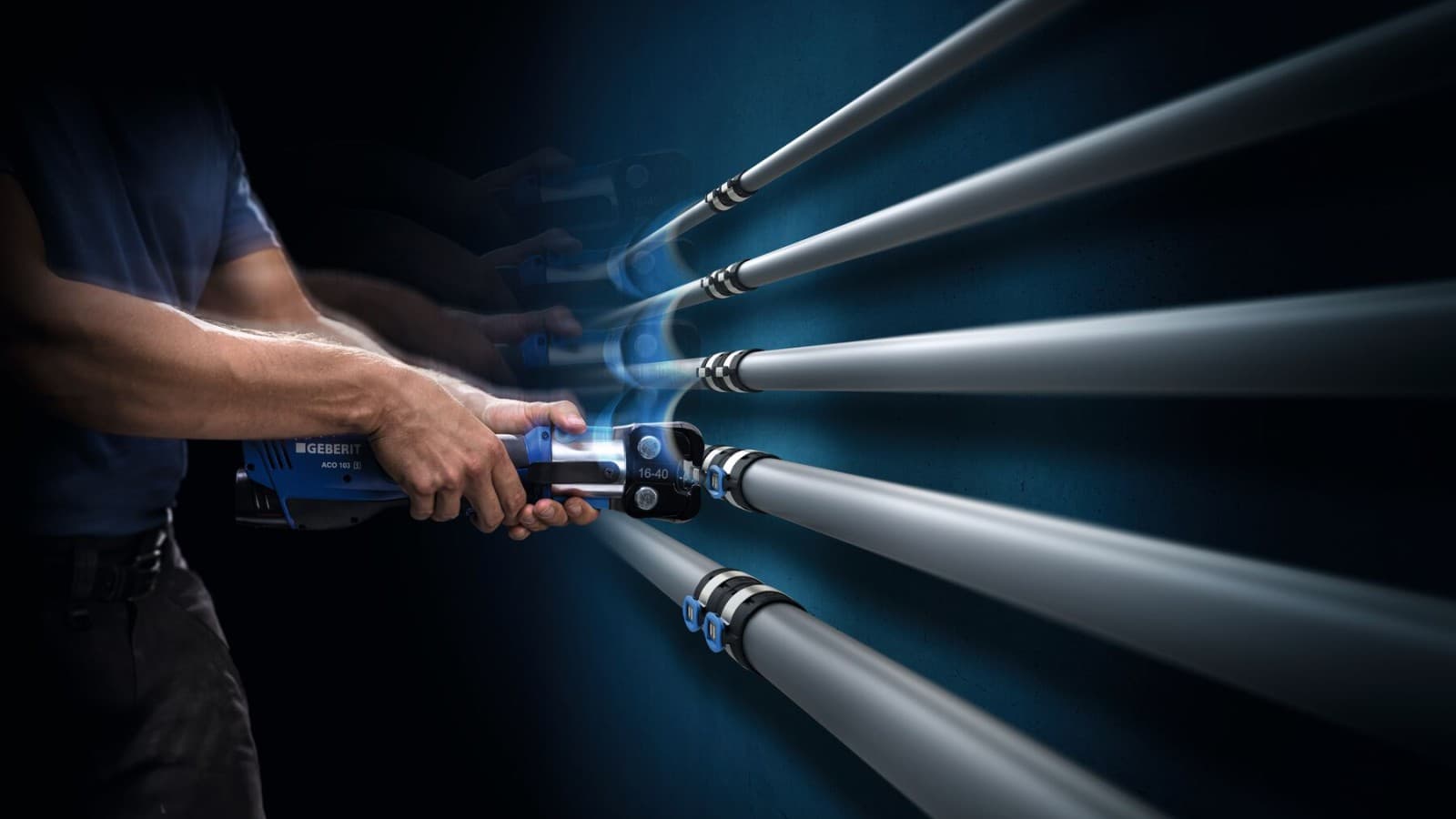 Handpresszange für Geberit FlowFit für die Dimensionen d16 bis 40 mm Handpresszange für Geberit FlowFit für die Dimensionen d16 bis 40 mm