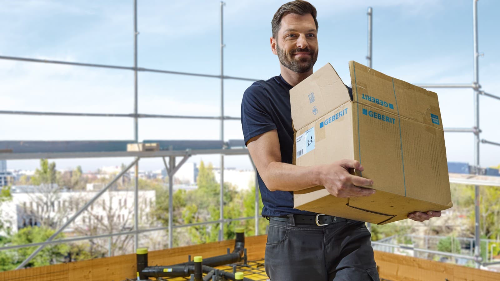 Il set di braccialetto per incasso nel calcestruzzo Geberit è più facile da trasportare. Il set di braccialetto per incasso nel calcestruzzo Geberit è più facile da trasportare.