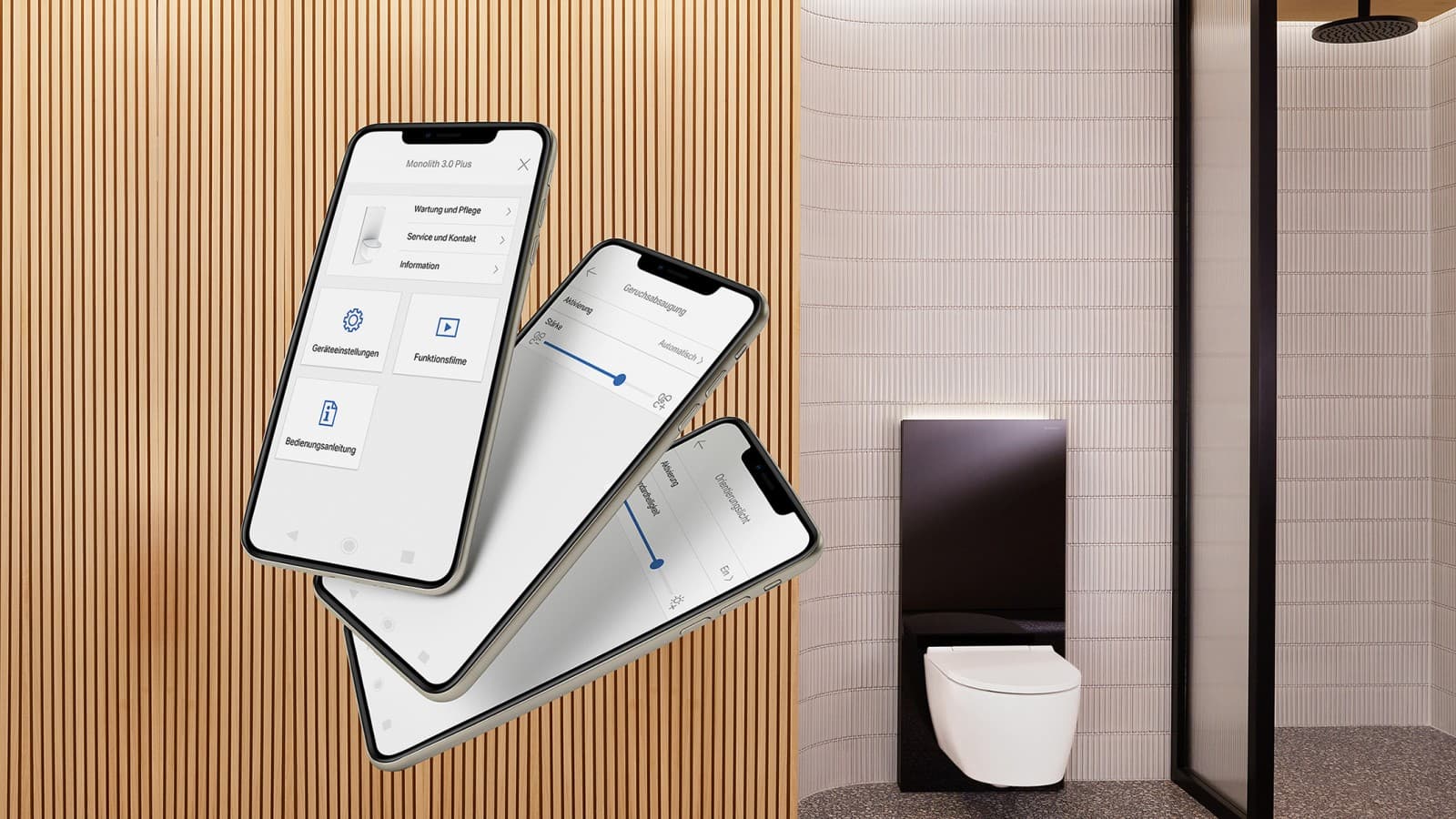 Geberit Home, pour le réglage du nouveau module sanitaire Geberit Monolith Plus (© Geberit) Geberit Home, pour le réglage du nouveau module sanitaire Geberit Monolith Plus (© Geberit)