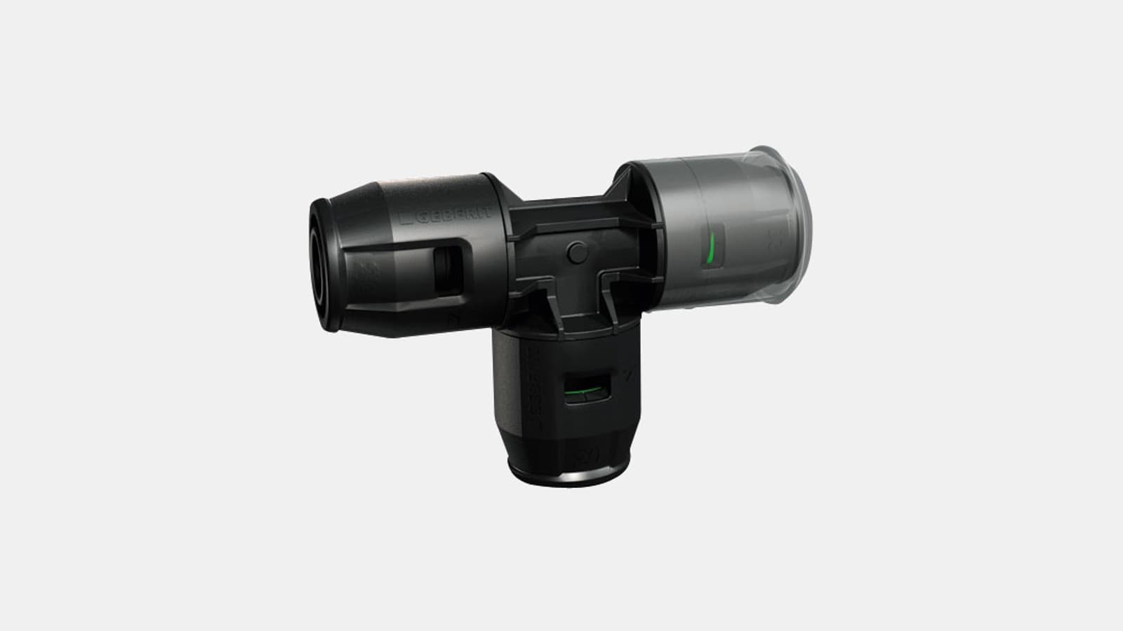 Une cape de protection transparente sur un raccord Geberit PushFit Une cape de protection transparente sur un raccord Geberit PushFit